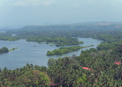 Aerial View of Honnavar Backwaters and Mangrove Islands Karnataka