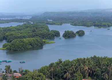 Aerial View of Honnavar Backwaters and Mangrove Islands Karnataka