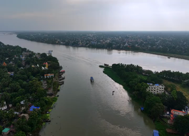 Aerial View of Hooghly River Flowing Through Mayapur West Bengal