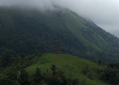 Aerial View of Hosahalli Gudda Hills and Misty Western Ghats Sakleshpur Karnataka