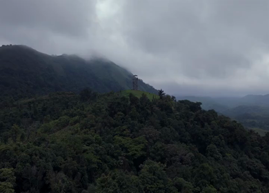 Aerial View of Hosahalli Gudda Hills and Misty Western Ghats Sakleshpur Karnataka