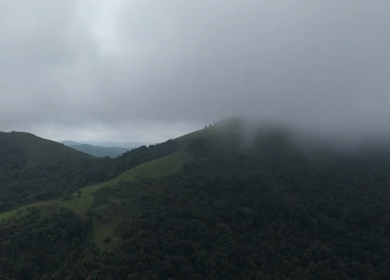 Aerial View of Hosahalli Gudda Hills and Misty Western Ghats Sakleshpur Karnataka