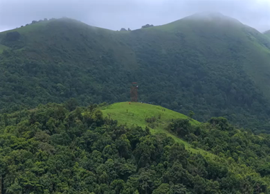 Aerial View of Hosahalli Gudda Hills and Misty Western Ghats Sakleshpur Karnataka
