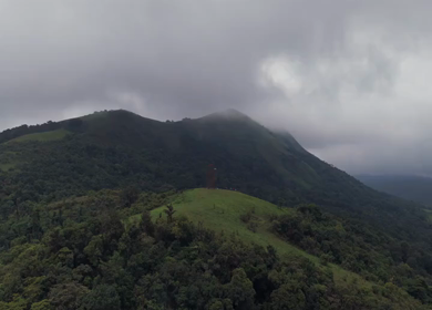 Aerial View of Hosahalli Gudda Hills and Misty Western Ghats Sakleshpur Karnataka