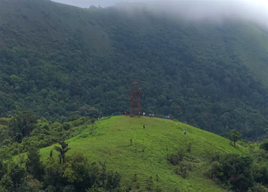 Aerial View of Hosahalli Gudda Hills and Misty Western Ghats Sakleshpur Karnataka