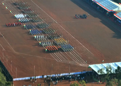 Aerial View of Independence Day Parade at Lal Parade Ground Bhopal Madhya Pradesh India