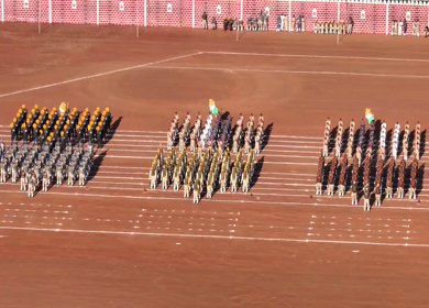Aerial View of Independence Day Parade at Lal Parade Ground Bhopal Madhya Pradesh India