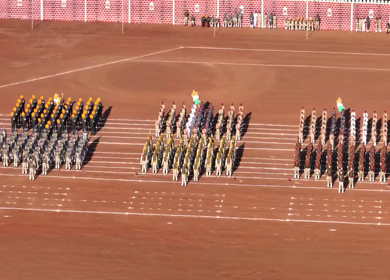 Aerial View of Independence Day Parade at Lal Parade Ground Bhopal Madhya Pradesh India