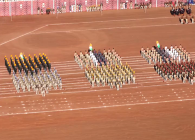 Aerial View of Independence Day Parade at Lal Parade Ground Bhopal Madhya Pradesh India