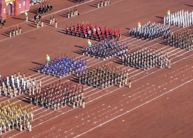 Aerial View of Independence Day Parade at Lal Parade Ground Bhopal Madhya Pradesh India