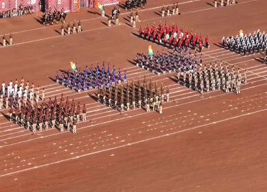 Aerial View of Independence Day Parade at Lal Parade Ground Bhopal Madhya Pradesh India