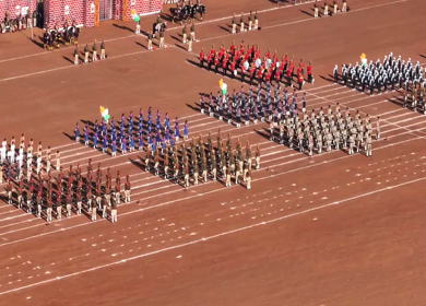 Aerial View of Independence Day Parade at Lal Parade Ground Bhopal Madhya Pradesh India