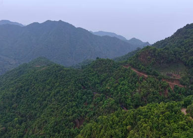 Aerial View of Indian Railways Freight Train Emerging from Tunnel Through Forested Hills, Andhra Pradesh