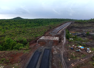 Aerial View of Jabalpur Outer Ring Road Bridge Construction, Madhya Pradesh