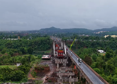 Aerial View of Jabalpur Outer Ring Road Bridge Construction, Madhya Pradesh