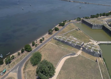 Aerial View of Jaffna Fort and Jaffna Lagoon Sri Lanka