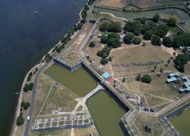 Aerial View of Jaffna Fort and Jaffna Lagoon Sri Lanka