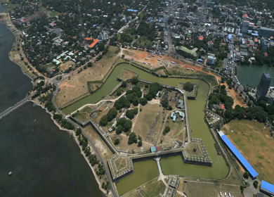 Aerial View of Jaffna Fort and Jaffna Lagoon Sri Lanka