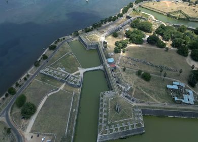 Aerial View of Jaffna Fort and Jaffna Lagoon Sri Lanka