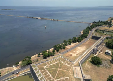 Aerial View of Jaffna Fort and Jaffna Lagoon Sri Lanka