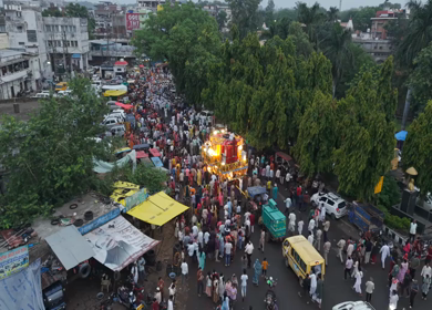18th July 2026 : Aerial View of Jagannath Rath Yatra Procession in Bhopal, India