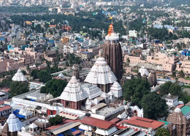 Aerial View of Jagannath Temple Complex in Puri Odisha India
