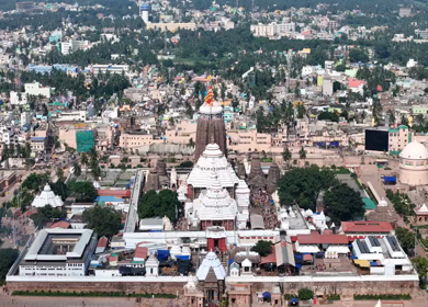 Aerial View of Jagannath Temple Complex in Puri Odisha India