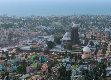 Aerial View of Jagannath Temple in Puri, Odisha, India