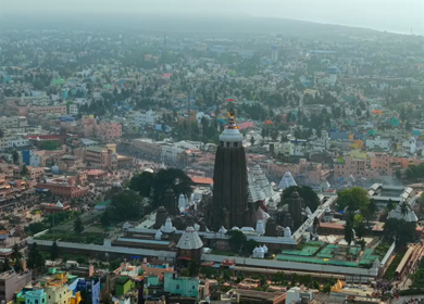 Aerial View of Jagannath Temple in Puri, Odisha, India