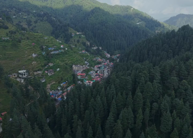 Aerial View of Jageshwar Dham Ancient Stone Temples Amid Dense Deodar Forest, Almora