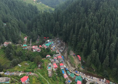 Aerial View of Jageshwar Dham Ancient Stone Temples Amid Dense Deodar Forest, Almora