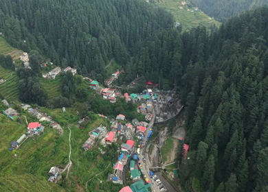Aerial View of Jageshwar Dham Ancient Stone Temples Amid Dense Deodar Forest, Almora