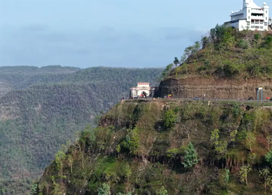 Aerial View of Jam Gate and Hilltop Temple Mhow Madhya Pradesh