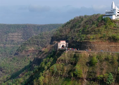 Aerial View of Jam Gate and Hilltop Temple Mhow Madhya Pradesh