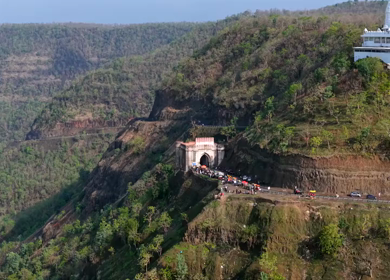 Aerial View of Jam Gate and Hilltop Temple Mhow Madhya Pradesh