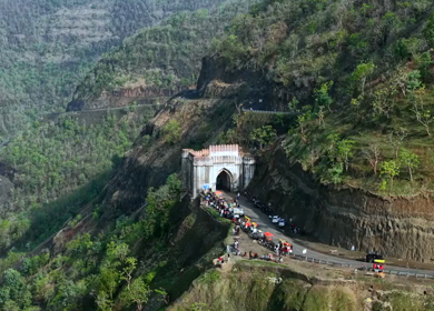 Aerial View of Jam Gate and Hilltop Temple Mhow Madhya Pradesh