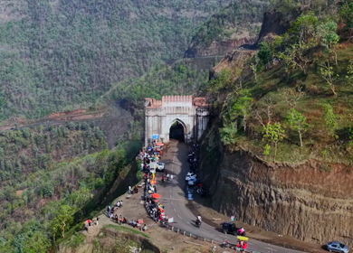 Aerial View of Jam Gate and Hilltop Temple Mhow Madhya Pradesh