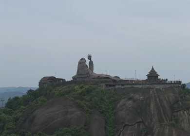 Aerial View of Jatayu Earth Center Statue in Kerala India