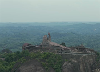 Aerial View of Jatayu Earth Center Statue in Kerala India