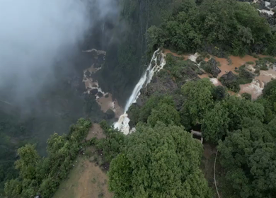 Aerial View of Jog Falls Waterfall in Monsoon Karnataka India