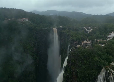 Aerial View of Jog Falls Waterfall in Monsoon Karnataka India