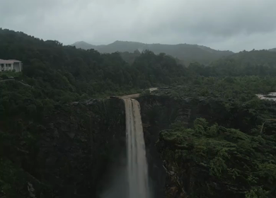 Aerial View of Jog Falls Waterfall in Monsoon Karnataka India