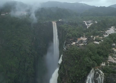 Aerial View of Jog Falls Waterfall in Monsoon Karnataka India