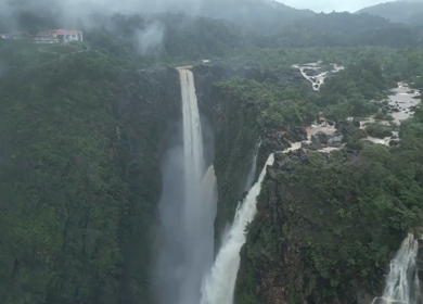 Aerial View of Jog Falls Waterfall in Monsoon Karnataka India