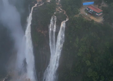 Aerial View of Jog Falls Waterfall in Monsoon Karnataka India