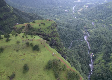 Aerial View of Kalu Waterfall Near Malshej Ghat Maharashtra