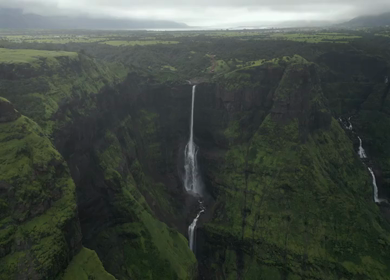Aerial View of Kalu Waterfall Near Malshej Ghat Maharashtra