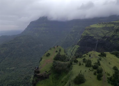Aerial View of Kalu Waterfall Near Malshej Ghat Maharashtra