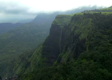 Aerial View of Kalu Waterfall Near Malshej Ghat Maharashtra