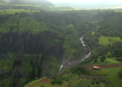 Aerial View of Kalu Waterfall Near Malshej Ghat Maharashtra